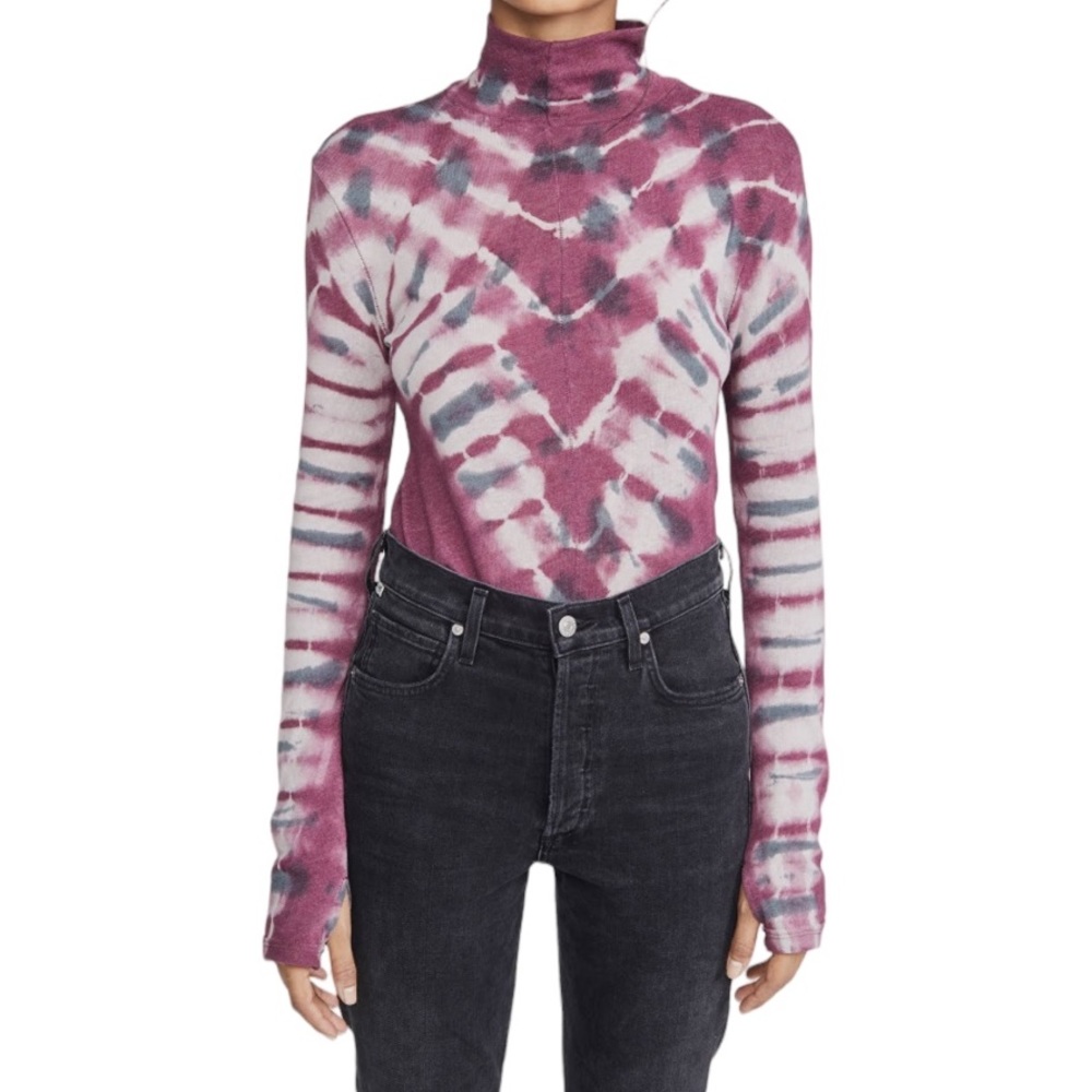 We The Free Purple Tie-Dye Turtleneck Sweater